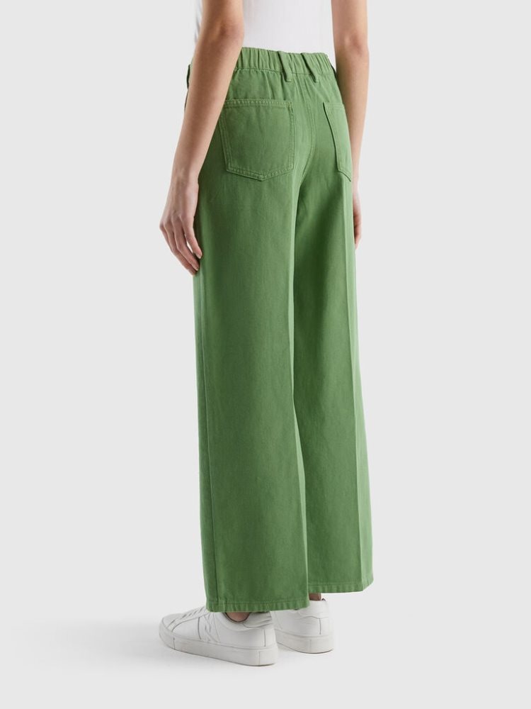 Benetton High-waisted Brede Leg Broek Dames Groen | BE607745