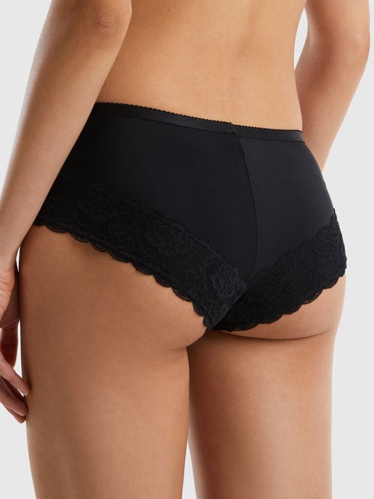 Benetton High-waisted Culotte Kanten Knickers Dames Zwart | BE715233