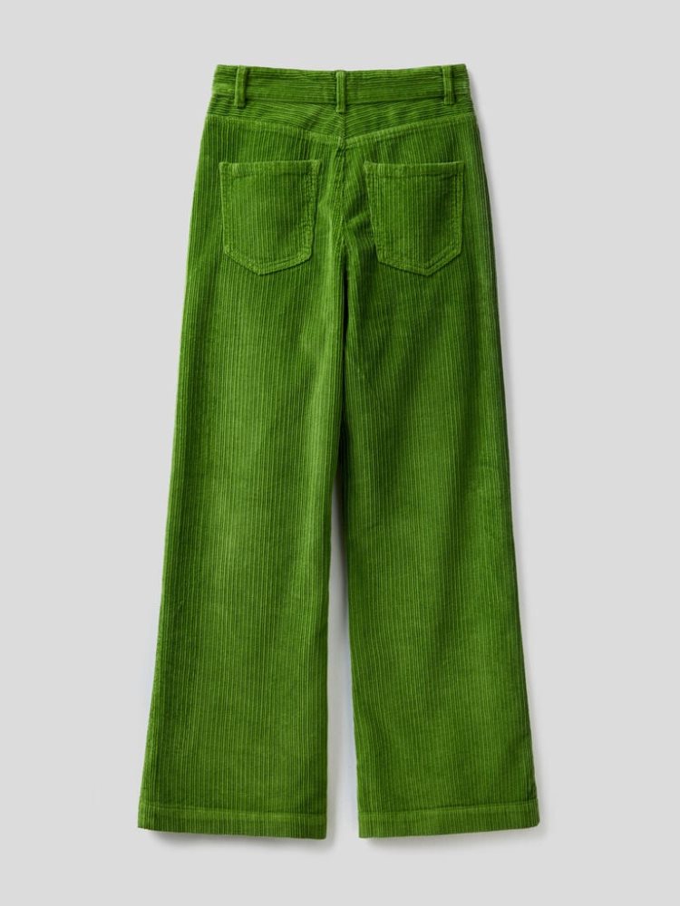 Benetton High-waisted Velvet Broek Dames Olijfgroen Groen | BE721422