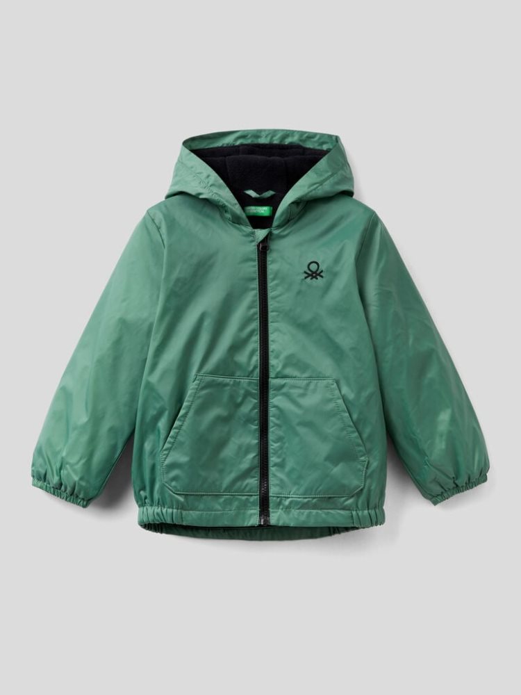 Benetton Hood And Pockets Light Jackets Kinderen Groen | BE754420