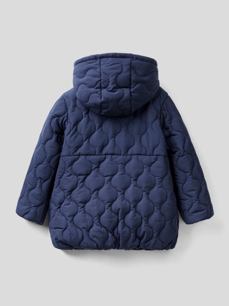 Benetton Hood Gewatteerd Parka Jassen Kinderen Donkerblauw | BE445737