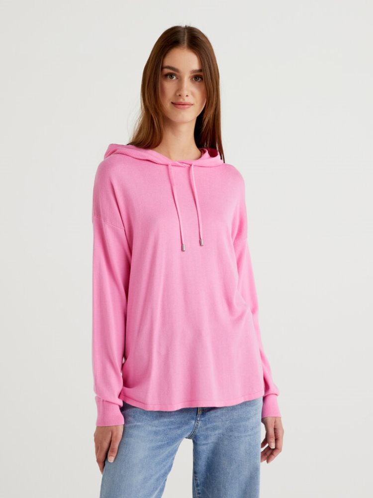 Benetton Hood Modal® Blend Oversized Sweaters Dames Roze | BE094226