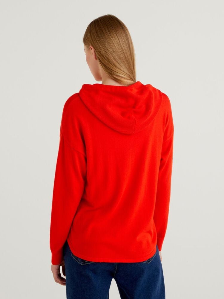 Benetton Hood Modal® Blend Oversized Sweaters Dames Rood | BE361658