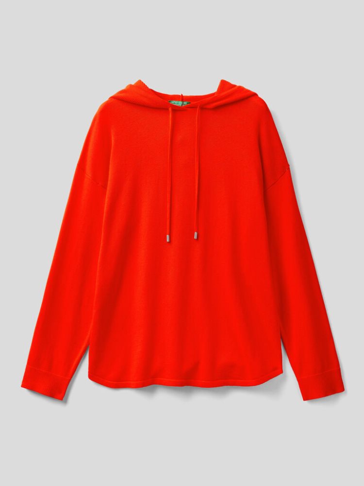 Benetton Hood Modal® Blend Oversized Sweaters Dames Rood | BE361658