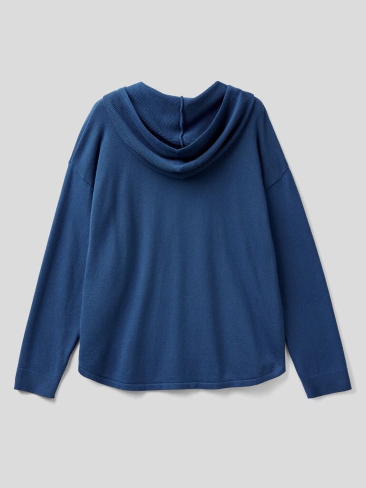 Benetton Hood Modal® Blend Oversized Sweaters Dames Blauw | BE520811