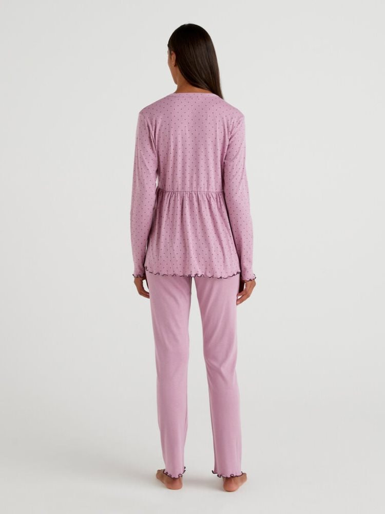 Benetton Jacket And Trouser Pyjamas Matching Sets Dames Mauve | BE954764