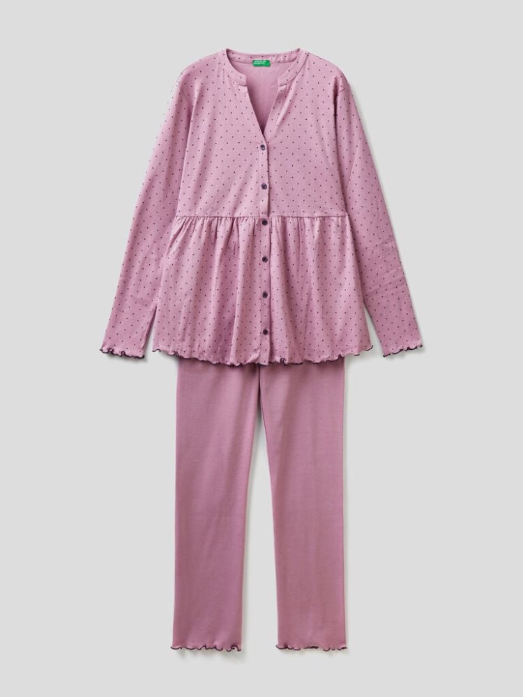 Benetton Jacket And Trouser Pyjamas Matching Sets Dames Mauve | BE954764