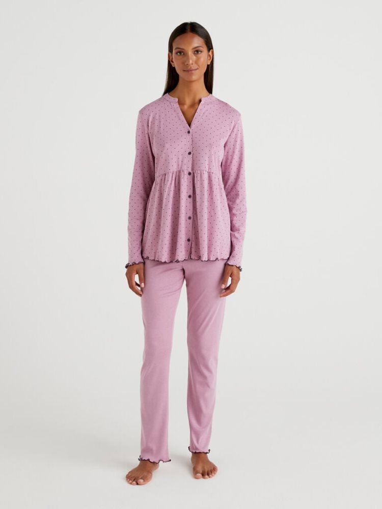 Benetton Jacket And Trouser Pyjamas Matching Sets Dames Mauve | BE954764