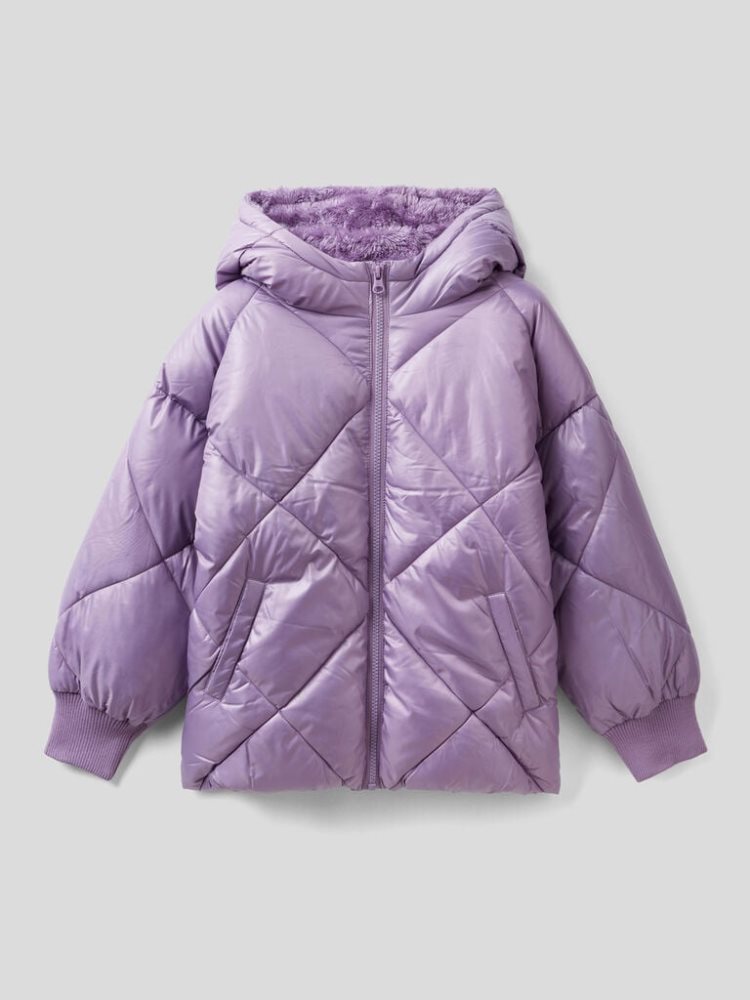 Benetton Jacket Gevoerde Fur Padded Jackets Kinderen Lilac | BE181677