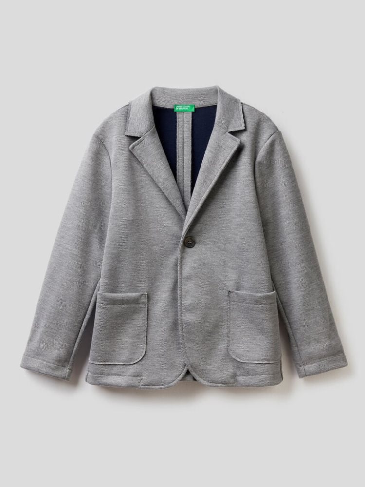 Benetton Jacquard Jersey Blazer Kinderen Grijs | BE483511