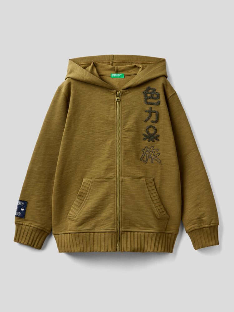 Benetton Japanese Embroidery Hoodie Kinderen Groen | BE105792