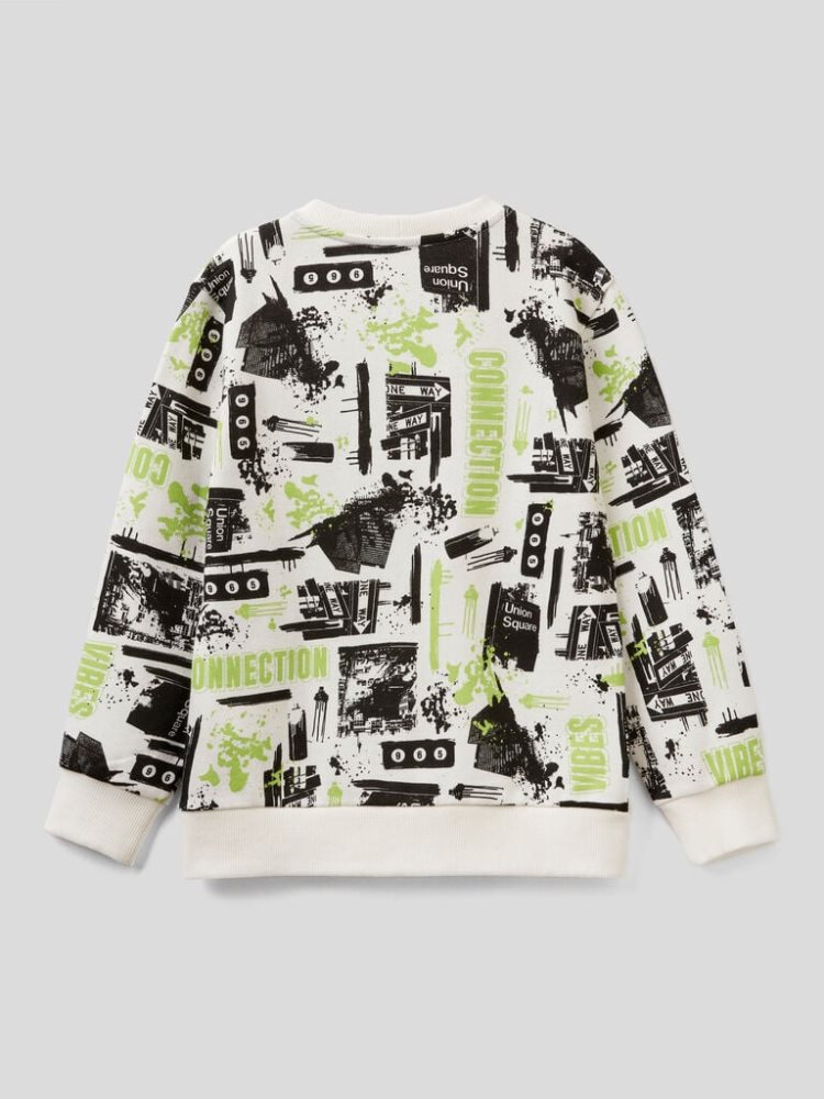 Benetton Japanese Pattern Sweatshirt Kinderen Wit | BE056939