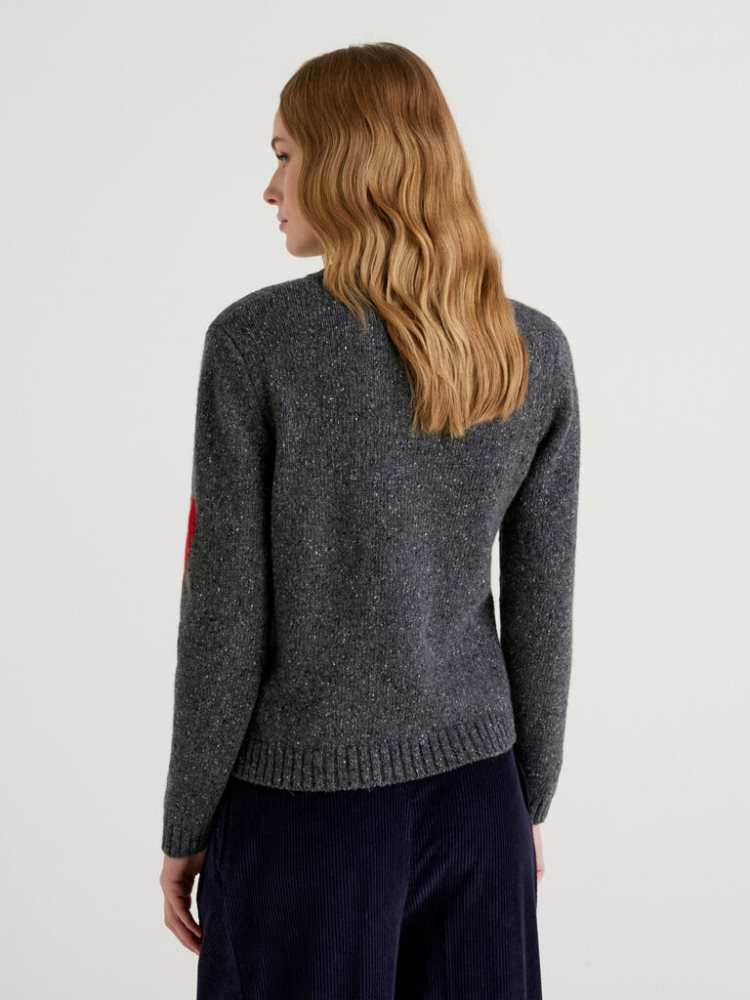 Benetton Jccxucb Hearts Crew Neck Sweaters Dames Donkergrijs | BE887123