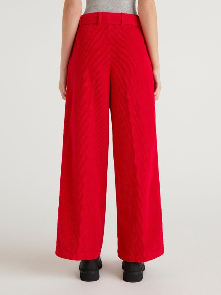 Benetton Jccxucb Oversized Velvet Broek Dames Rood | BE115017