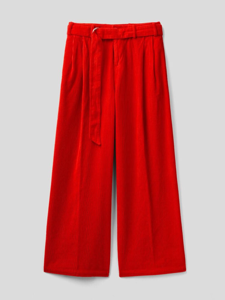 Benetton Jccxucb Oversized Velvet Broek Dames Rood | BE115017