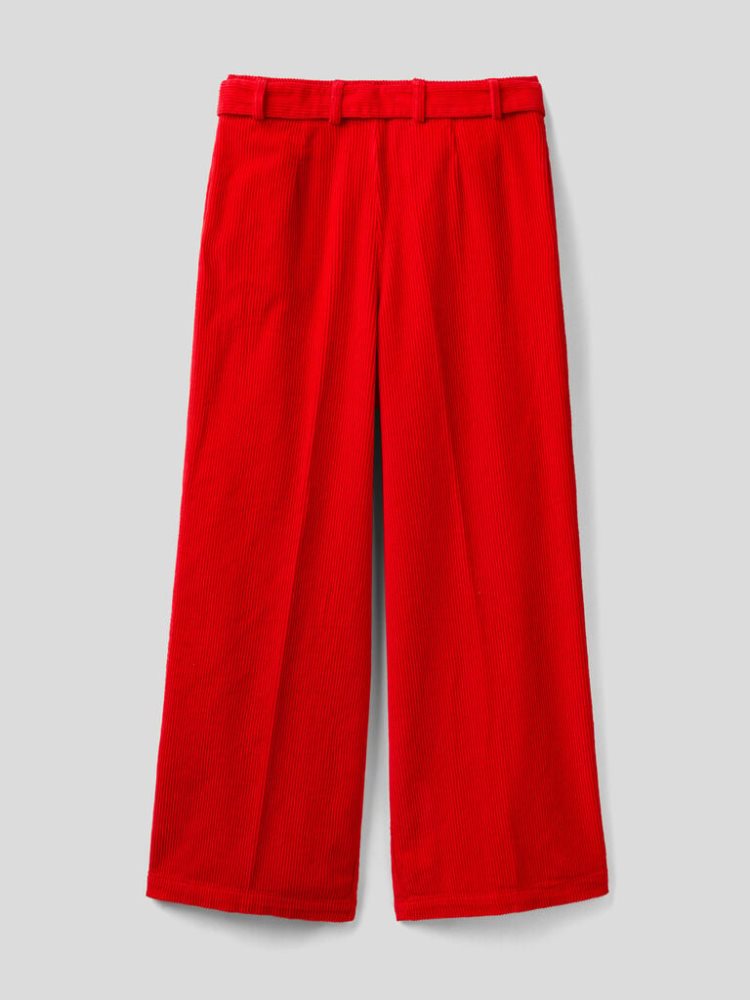 Benetton Jccxucb Oversized Velvet Broek Dames Rood | BE115017