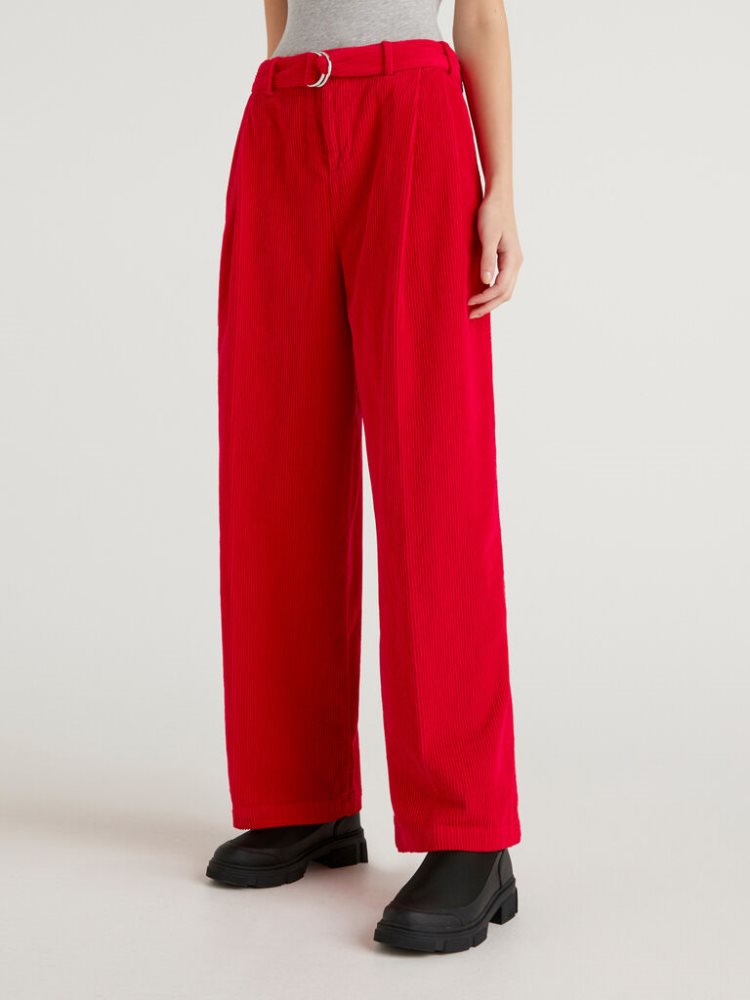 Benetton Jccxucb Oversized Velvet Broek Dames Rood | BE115017