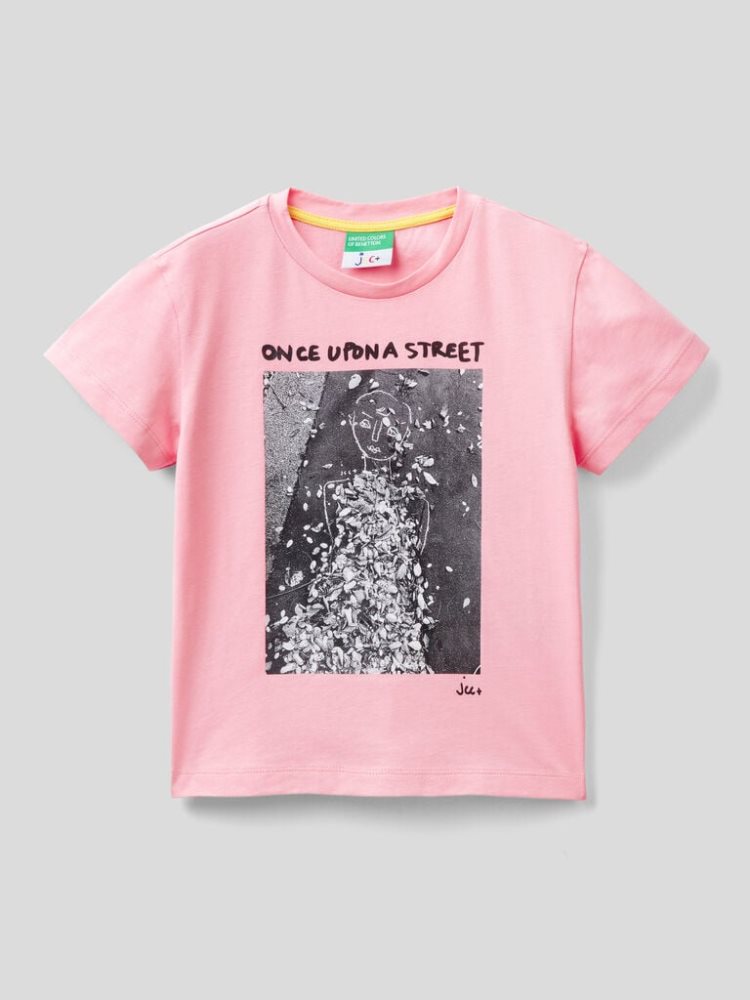 Benetton Jccxucb Photo Print Short Sleeve T-shirts Kinderen Roze | BE401320