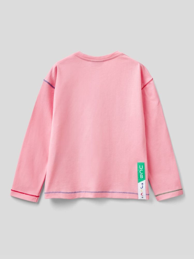 Benetton Jccxucb Print Long Sleeve T-shirts Kinderen Roze | BE659196