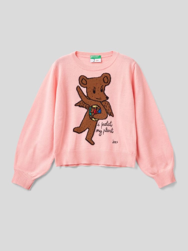 Benetton Jccxucb Teddy Bear Truien Kinderen Roze | BE692260