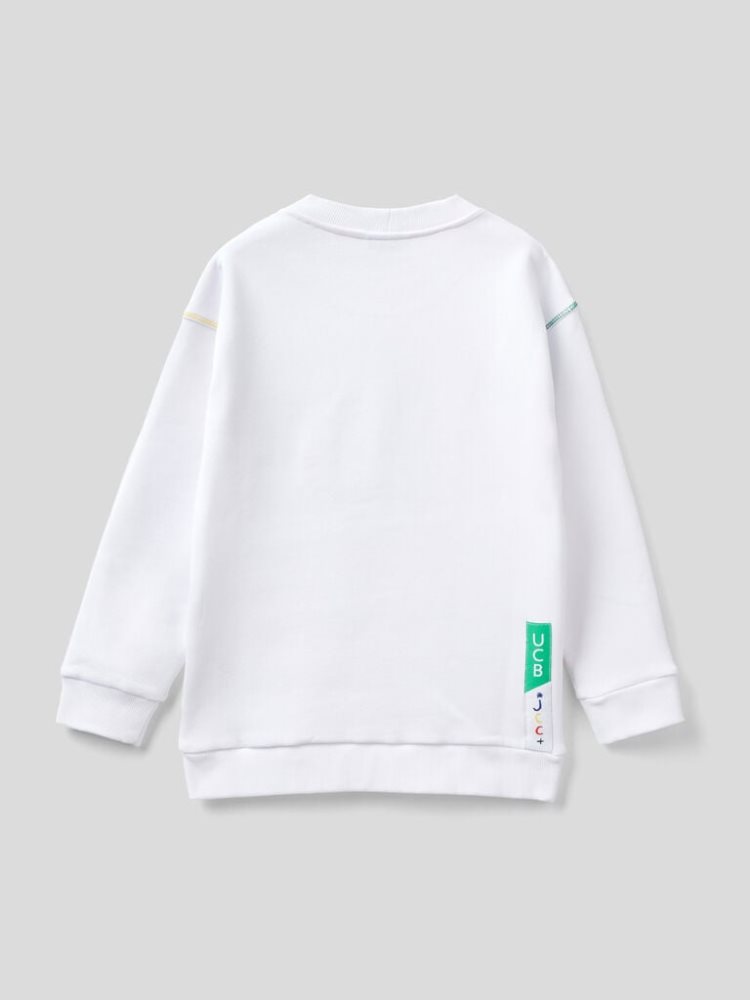 Benetton Jccxucb Warm Print Sweatshirt Kinderen Wit | BE923305