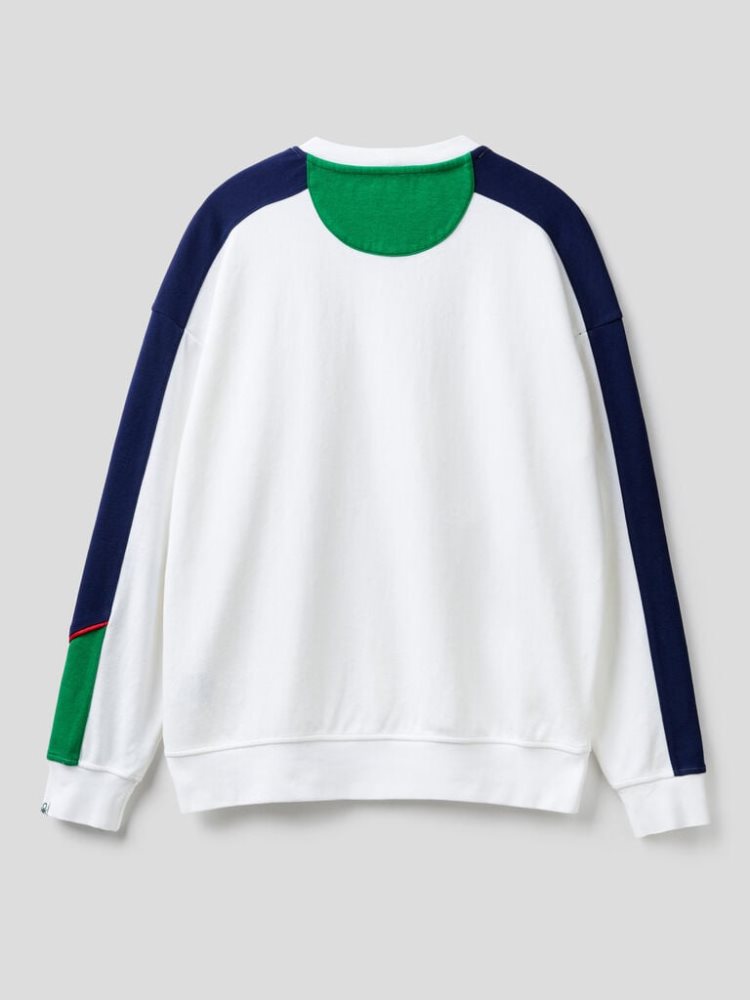 Benetton Kangaroo Pocket Sweatshirt Heren Wit | BE511854