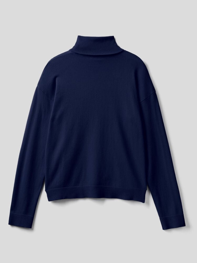 Benetton Katoenen And Modal® Turtleneck High Neck Sweaters Dames Donkerblauw | BE395279