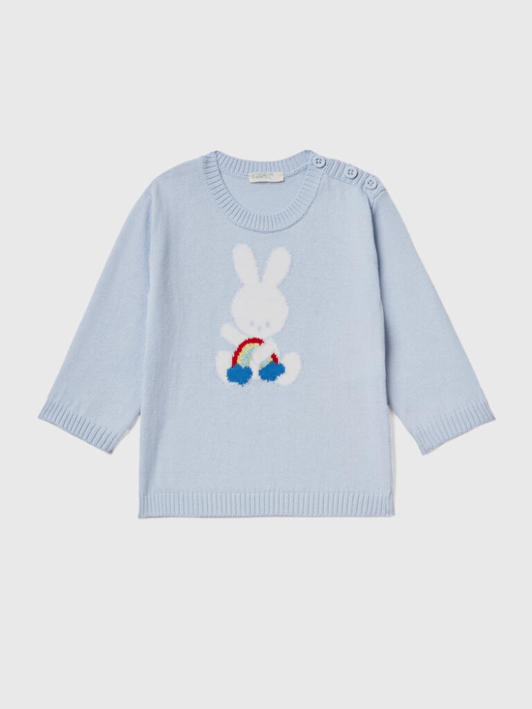 Benetton Katoenen Inlay Truien Kinderen Blauw | BE568070