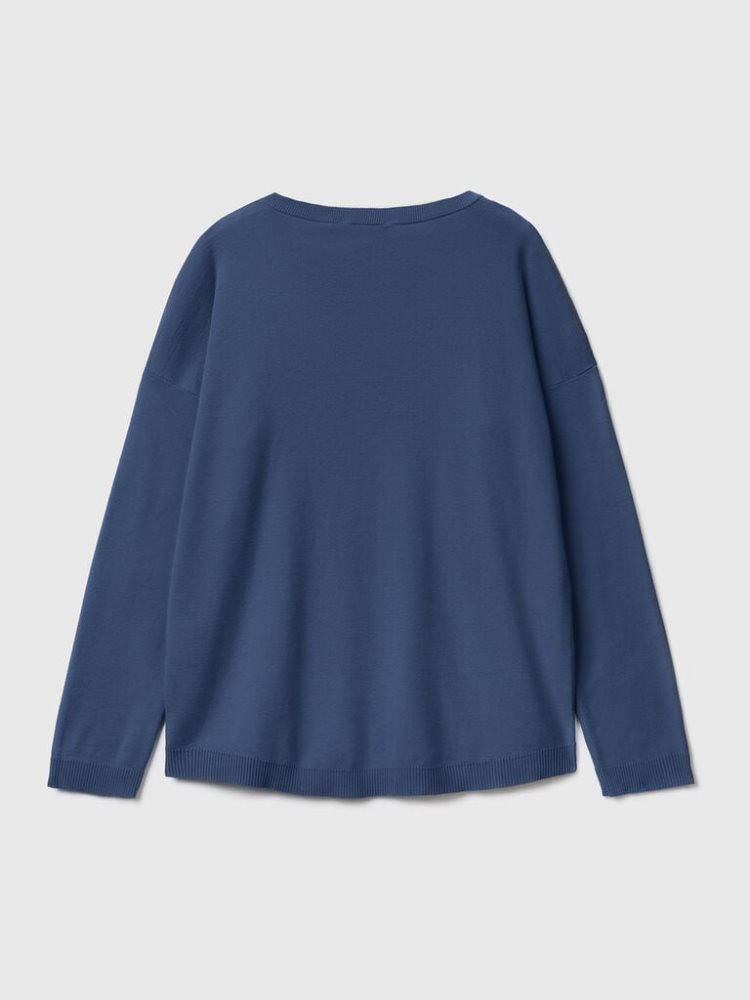 Benetton Katoenen Round Neck Truien Dames Blauw | BE532904