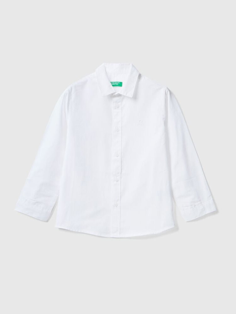 Benetton Klassieke Pure Katoenen Overhemd Kinderen Wit | BE498322