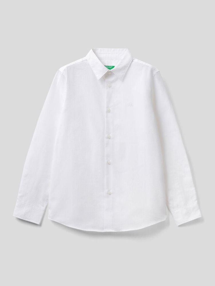 Benetton Klassieke Pure Katoenen Overhemd Kinderen Wit | BE509950