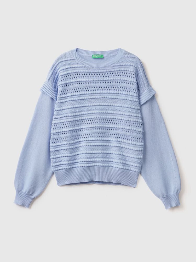 Benetton Knit Flaps Crew Neck Sweaters Dames Lavendel | BE001089