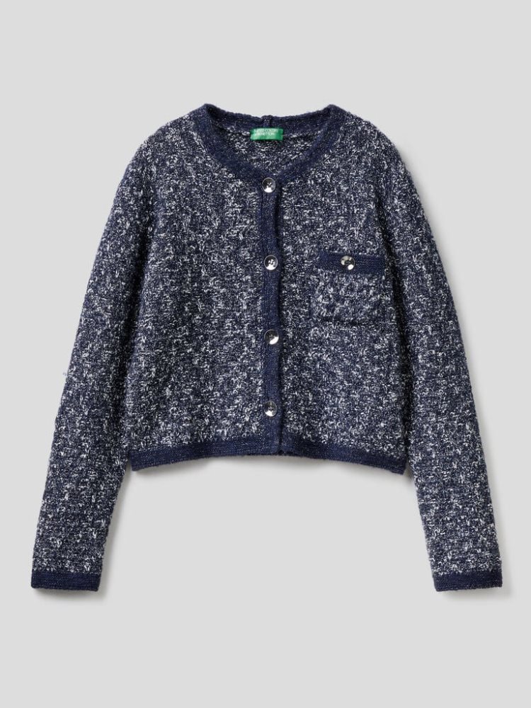 Benetton Knit Lurex Cardigan Dames Donkerblauw | BE100729