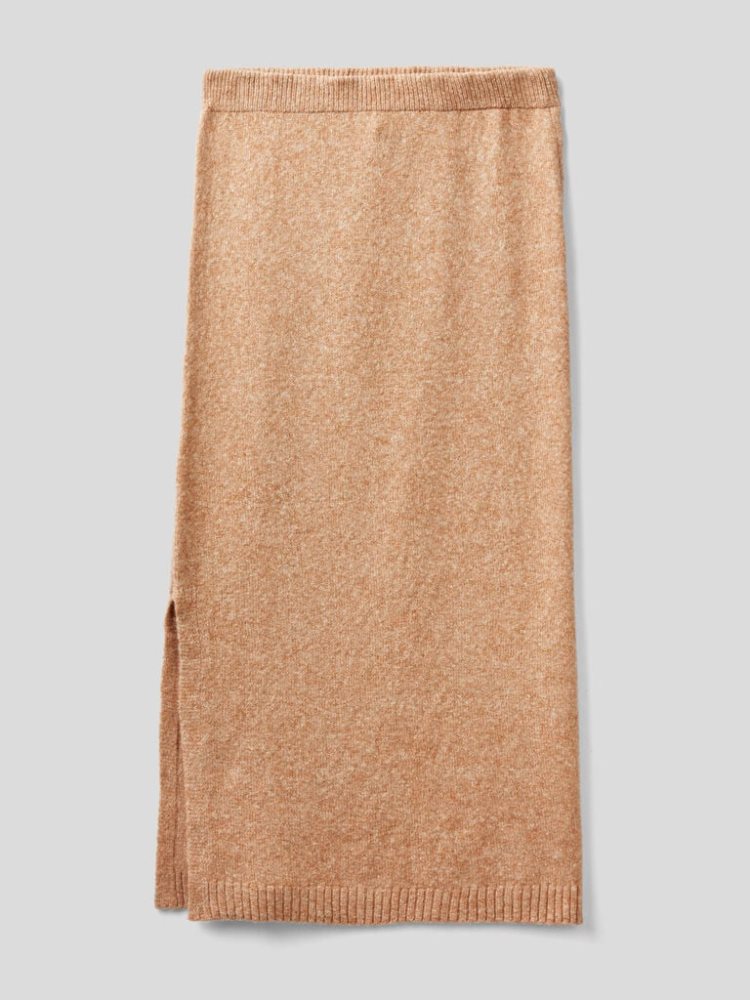 Benetton Knit Midi Rokken Dames Beige | BE766764