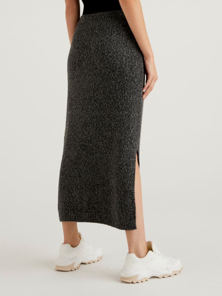 Benetton Knit Midi Rokken Dames Donkergrijs | BE265781