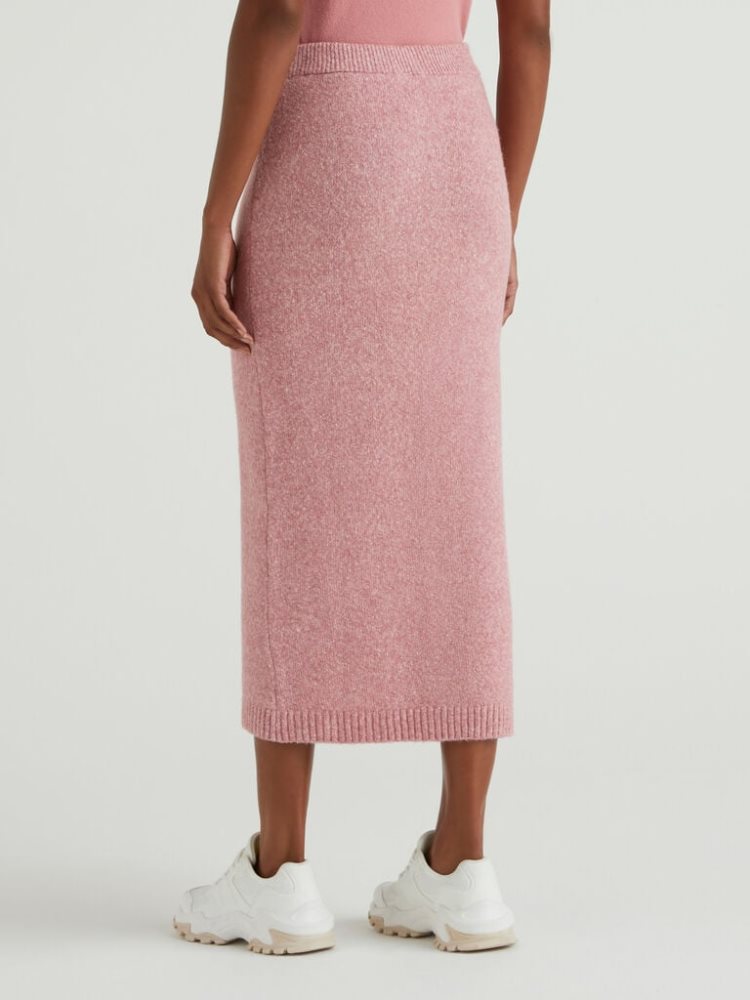 Benetton Knit Midi Rokken Dames Roze | BE674228