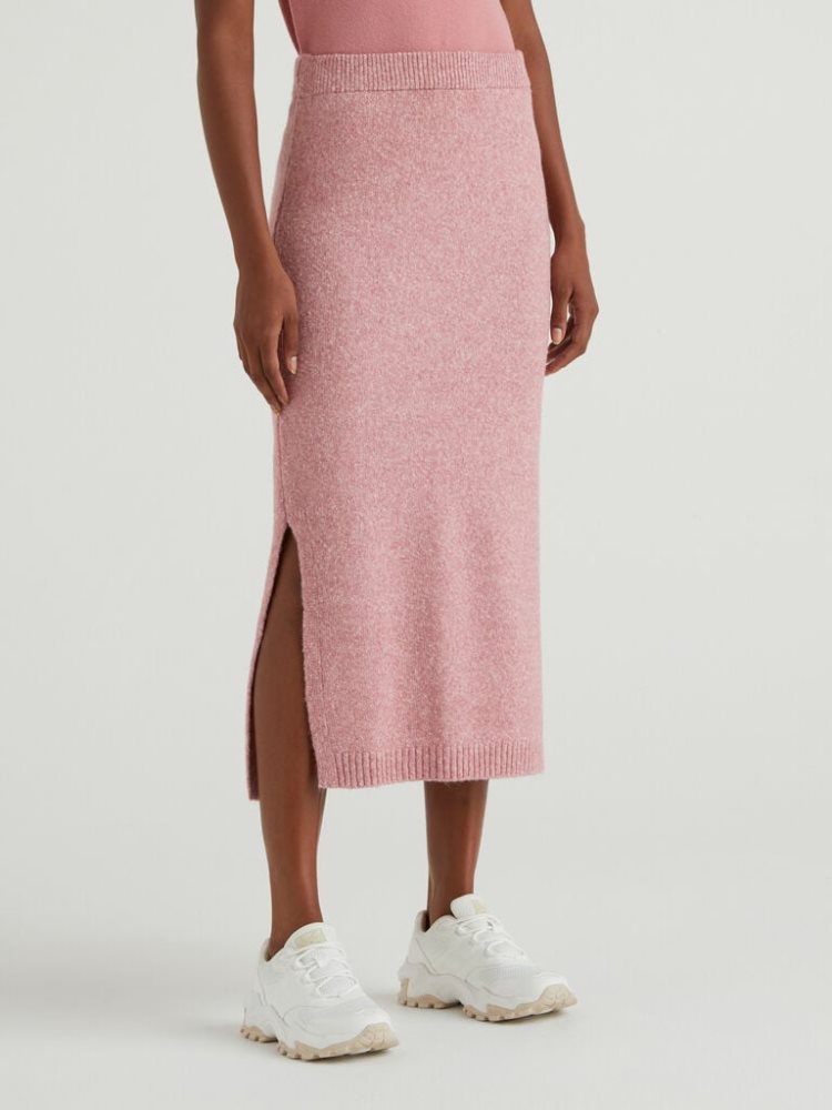 Benetton Knit Midi Rokken Dames Roze | BE674228