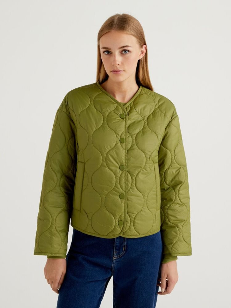 Benetton Kort Gewatteerd Light Jackets Dames Groen | BE264822