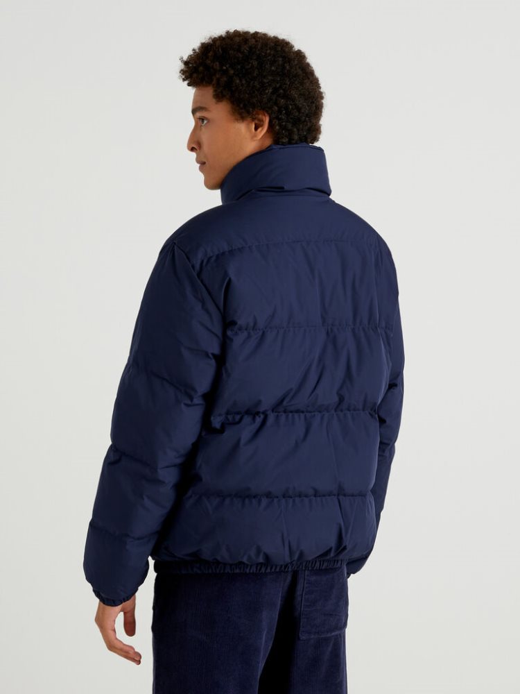 Benetton Kort Puffer Gewatteerd Recycled Feathers Puffer Jackets Heren Donkerblauw | BE633237