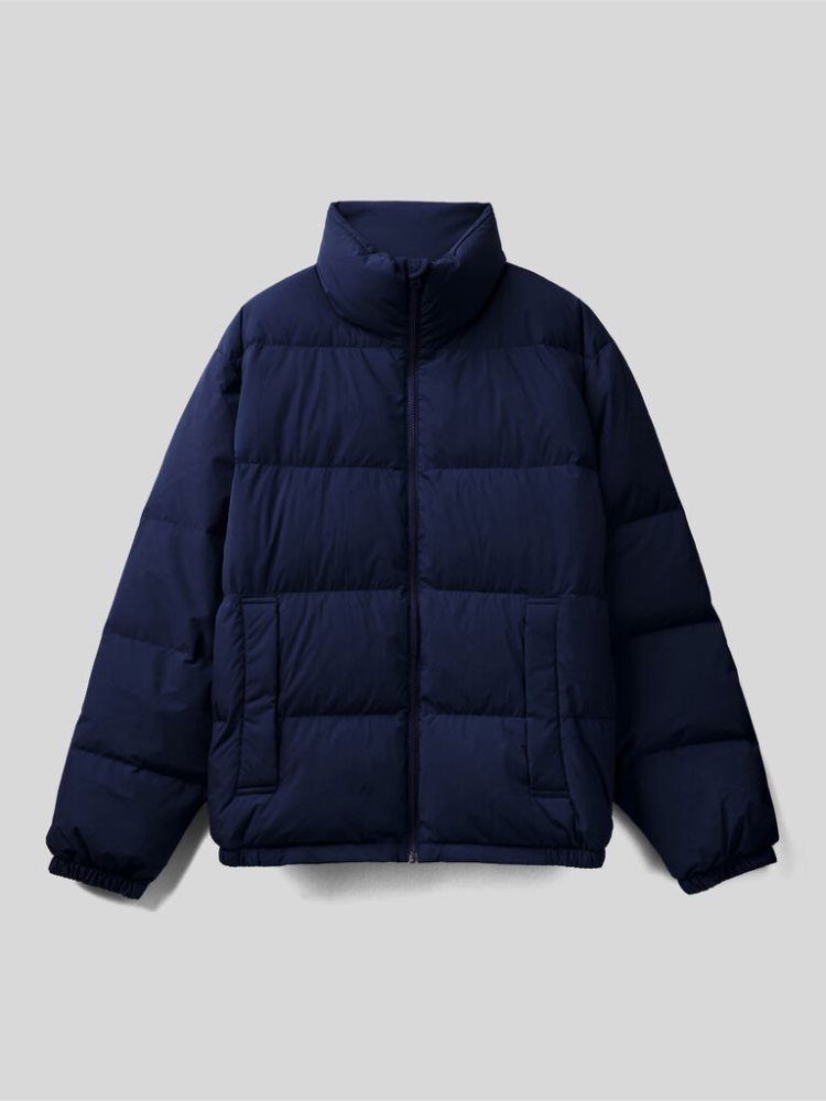 Benetton Kort Puffer Gewatteerd Recycled Feathers Puffer Jackets Heren Donkerblauw | BE633237