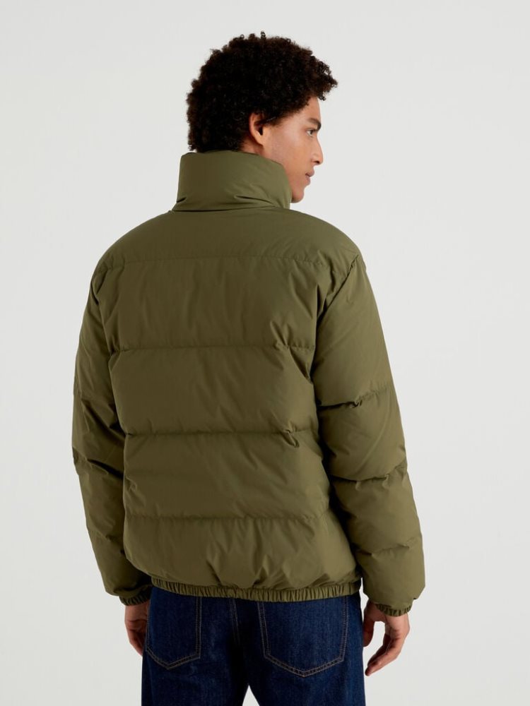 Benetton Kort Puffer Gewatteerd Recycled Feathers Puffer Jackets Heren Groen | BE792309