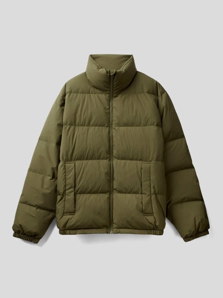 Benetton Kort Puffer Gewatteerd Recycled Feathers Puffer Jackets Heren Groen | BE792309