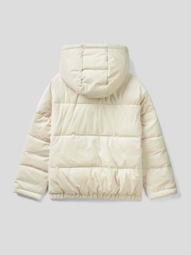 Benetton Kort Puffer Sustainable Padding Jassen Dames Wit | BE024932