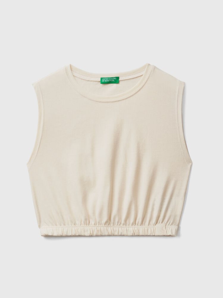 Benetton Kort Recycled Fabric Tanktop Kinderen Wit | BE953848