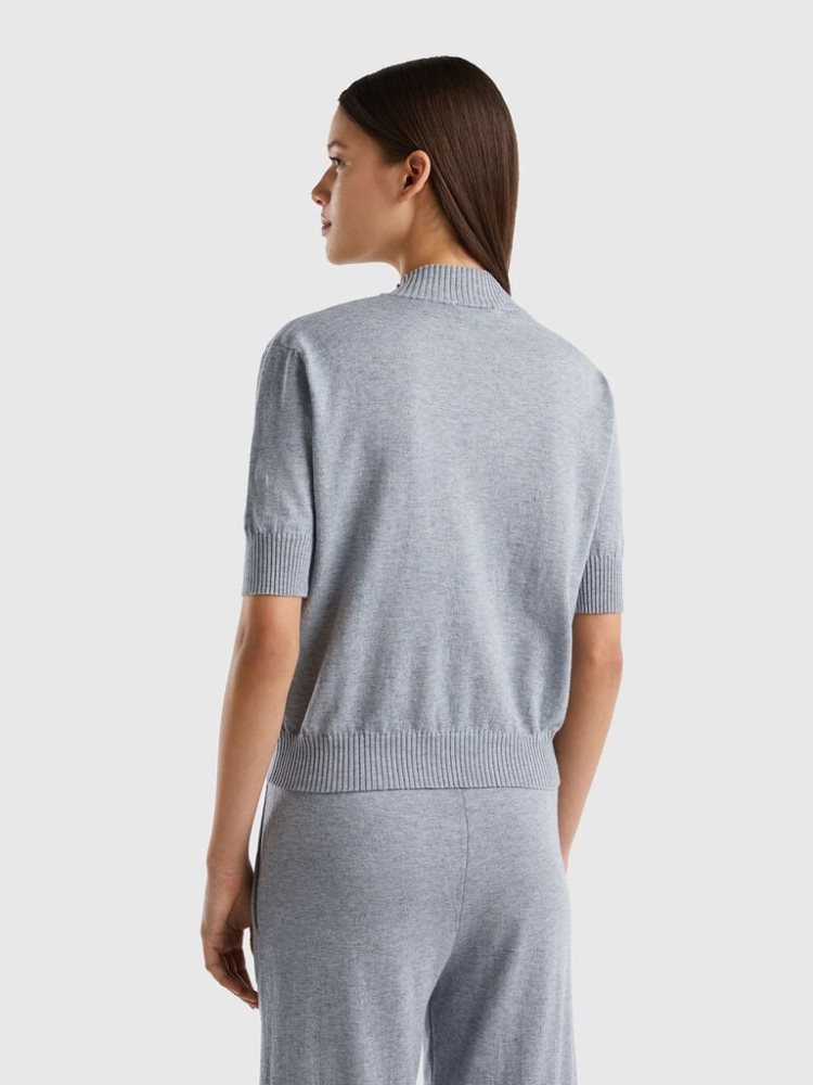 Benetton Kort Sleeve Cashmere Blend Truien Dames Lichtgrijs | BE706243