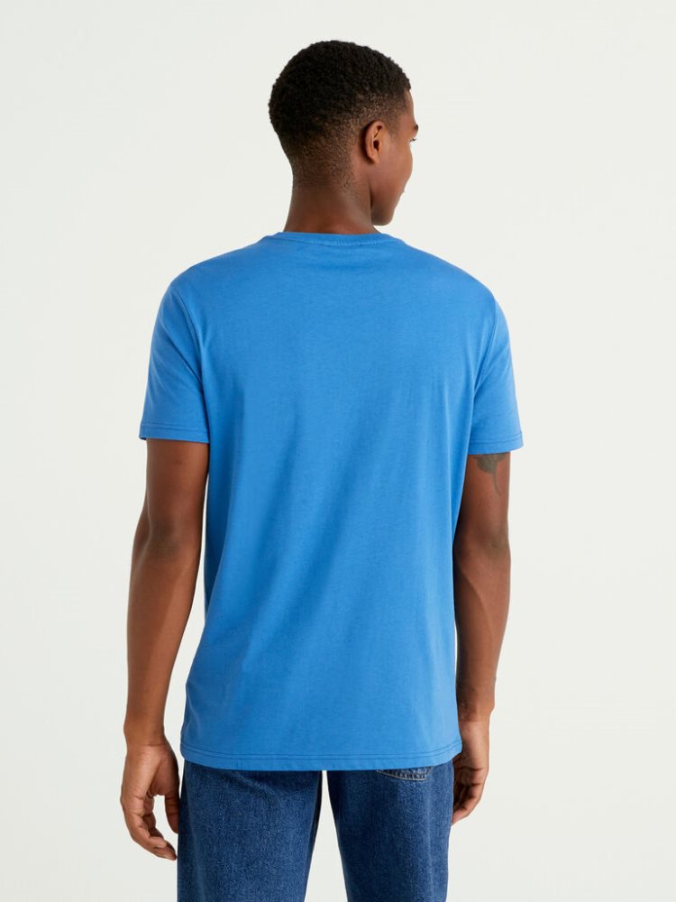 Benetton Kort Sleeve T-shirts Heren Blauw | BE247106