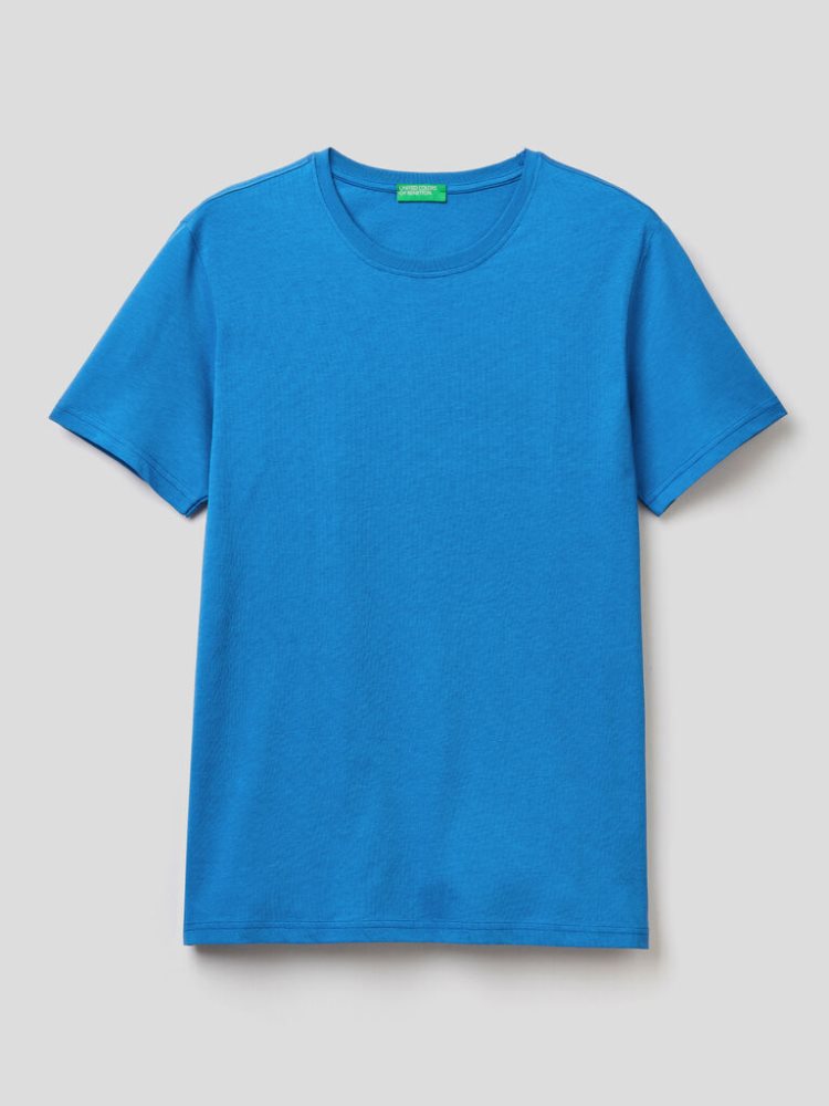 Benetton Kort Sleeve T-shirts Heren Blauw | BE247106