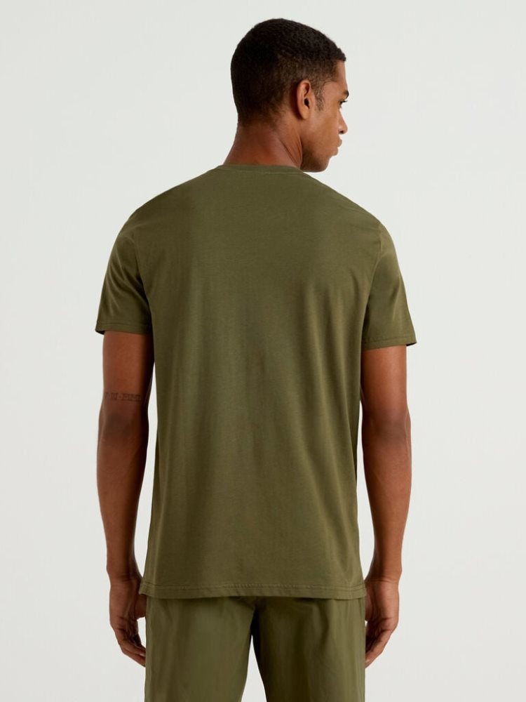 Benetton Kort Sleeve T-shirts Heren Groen | BE340327