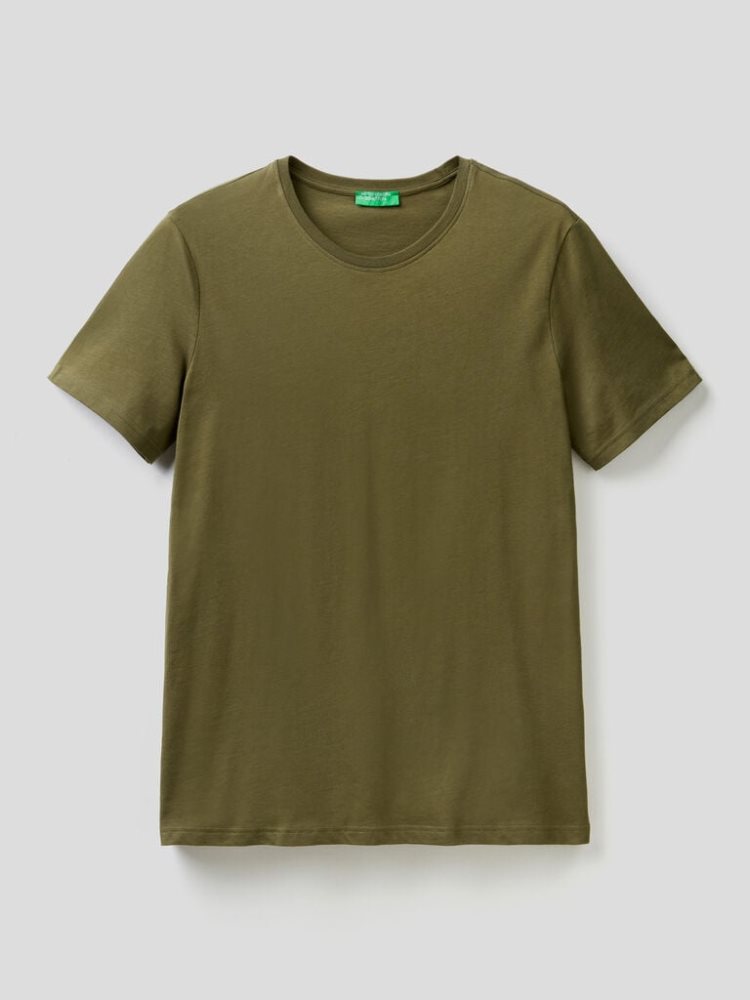 Benetton Kort Sleeve T-shirts Heren Groen | BE340327