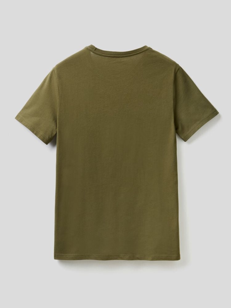 Benetton Kort Sleeve T-shirts Heren Groen | BE340327